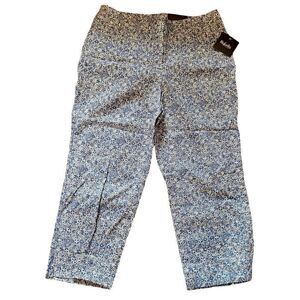NEW Rafaella Deep Hydrangea Curvy Defined Waist Higher back rise Capri 8 Blue‎
